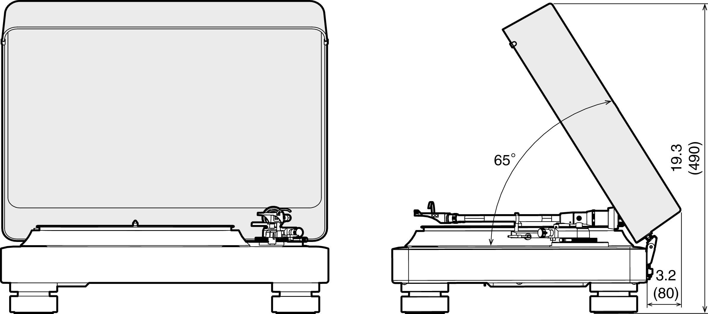 Size cover open DP3000 in(mm)
